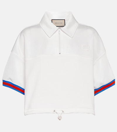 Shop Gucci Cropped Jersey Shirt In White