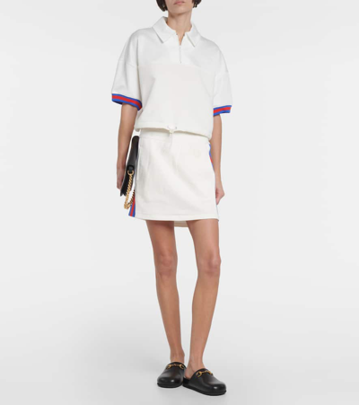 Shop Gucci Cropped Jersey Shirt In White