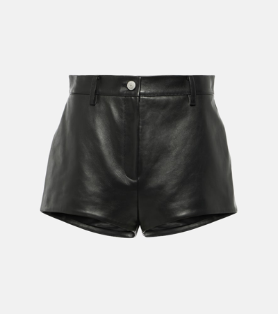 Shop Magda Butrym High-rise Leather Shorts In Black
