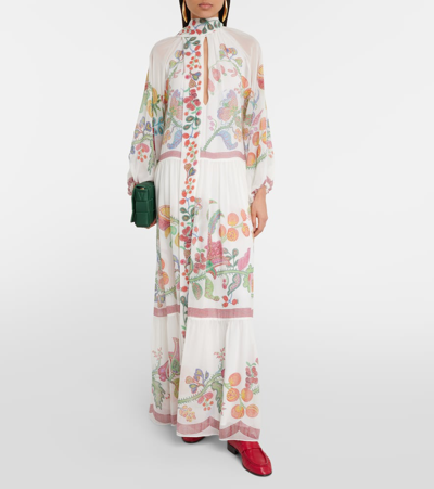 La Doublej Athena Printed Silk Chiffon Maxi Dress In Multicoloured