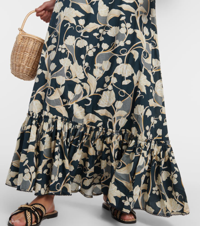 Agua By Agua Bendita + Net Sustain Infinito Perla Tiered Ruffled Printed Cotton-poplin Maxi Dress In Multicoloured