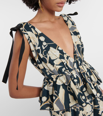 Agua By Agua Bendita + Net Sustain Infinito Perla Tiered Ruffled Printed Cotton-poplin Maxi Dress In Multicoloured