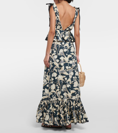 Agua By Agua Bendita + Net Sustain Infinito Perla Tiered Ruffled Printed Cotton-poplin Maxi Dress In Multicoloured