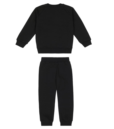 Balmain Cotton Fleece Sweatshirt And Sweatpants Set In Black