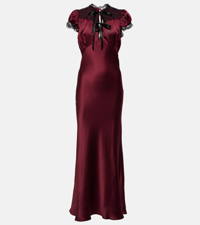 Shop Rodarte Silk Satin Maxi Dress In Red