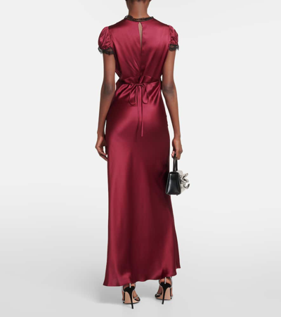 Shop Rodarte Silk Satin Maxi Dress In Red