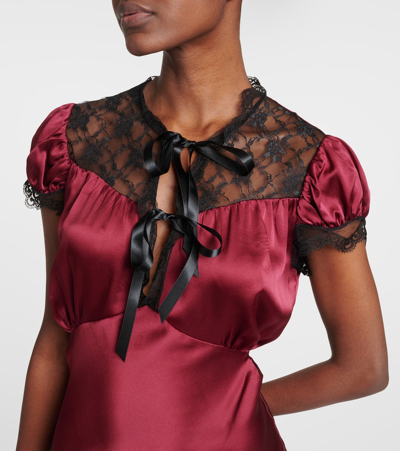Rodarte Silk Satin Maxi Dress In Red