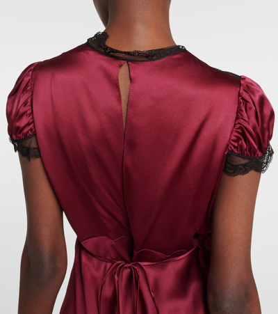 Rodarte Silk Satin Maxi Dress In Red