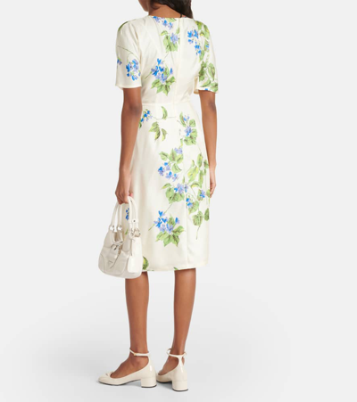 Prada Floral-print Twill Dress In White