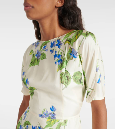 Prada Floral-print Twill Dress In White