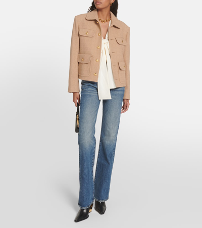 Shop Nili Lotan Paloma Cotton-blend Jacket In Beige
