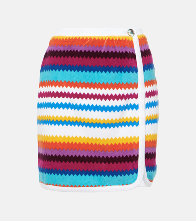Shop Missoni Striped Knitted Cotton-blend Miniskirt In Multicoloured