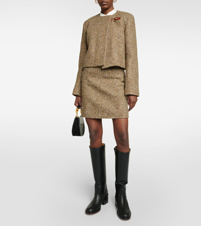 Shop Chloé Wool-blend Tweed Jacket In Multicoloured