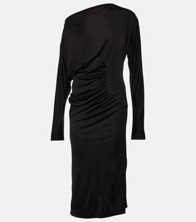 Shop Khaite Oron Ruched Jersey Maxi Dress In Black