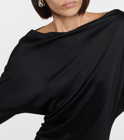Shop Khaite Oron Ruched Jersey Maxi Dress In Black