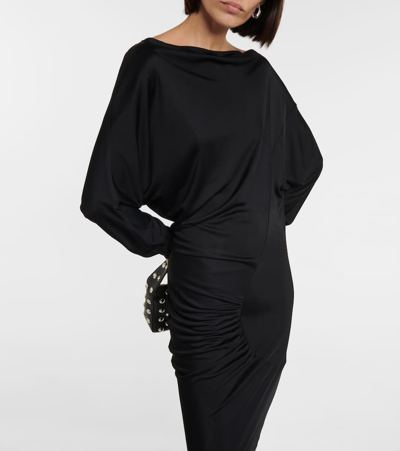 Khaite Oron Ruched Jersey Maxi Dress In Black