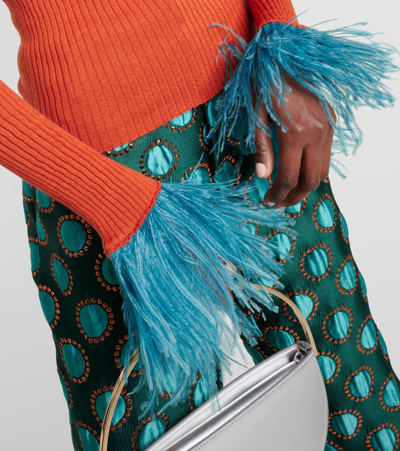 La Doublej High Kick Pullover Mit Federbesatz In Orange
