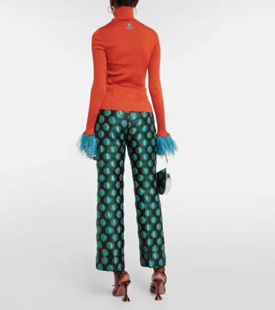 La Doublej High Kick Pullover Mit Federbesatz In Orange