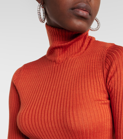 Shop La Doublej High Kick Cashmere And Silk Top In Orange