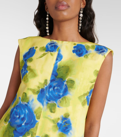 Shop Marni Floral-print Cotton Midi Dress In Yellow