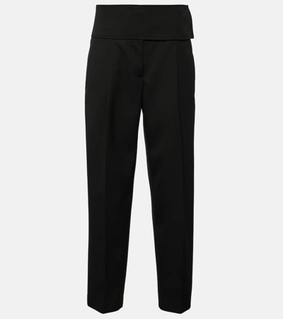 Shop Jil Sander High-rise Wool Wide-leg Pants In Black