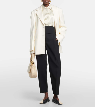 Jil Sander High-rise Wool Wide-leg Pants In Black