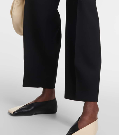 Shop Jil Sander High-rise Wool Wide-leg Pants In Black