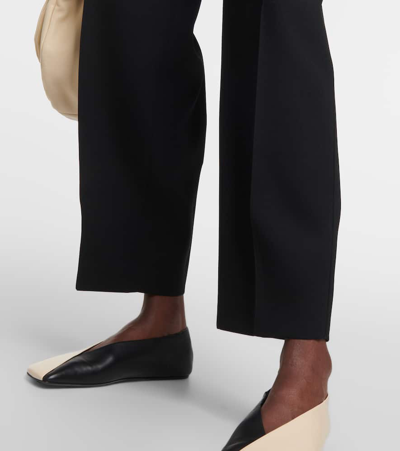 Jil Sander High-rise Wool Wide-leg Pants In Black
