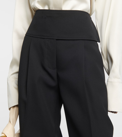 Shop Jil Sander High-rise Wool Wide-leg Pants In Black