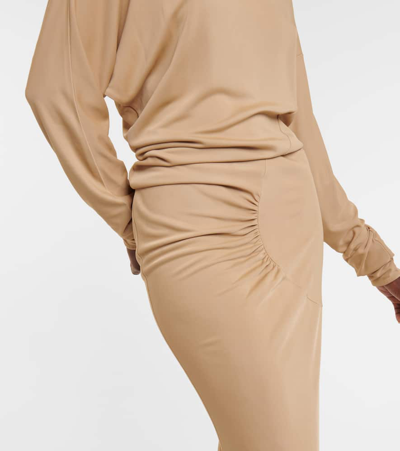 Khaite Oron Ruched Maxi Dress In Beige