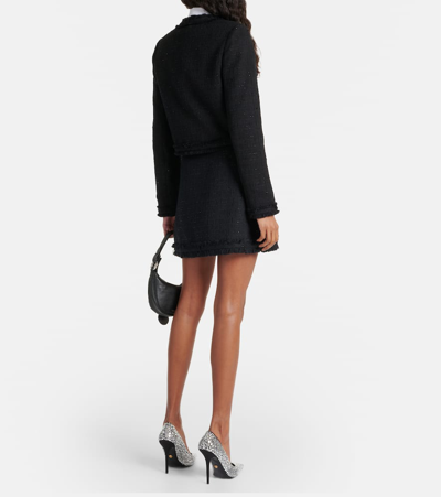 Shop Versace Cotton-blend Tweed Jacket In Black