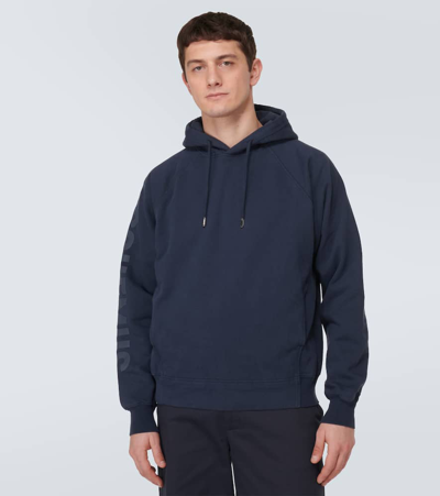Jacquemus Relaxed Fit Cropped Hoodie With Raglan Sleeves In Blue