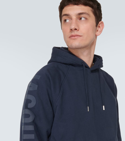 Shop Jacquemus Le Typo Cotton Jersey Hoodie In Blue