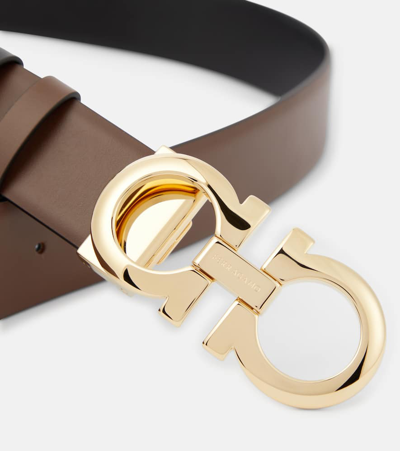 Ferragamo Gancini Reversible Leather Belt In Brown
