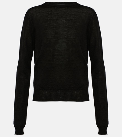 Rick Owens Biker Level Knit Wool Sweater In Black