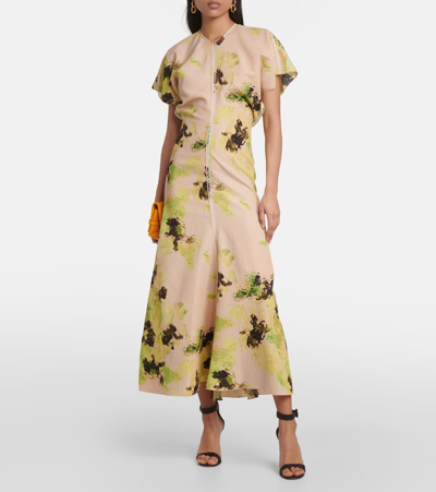 Shop Victoria Beckham Floral Midi Dress In Multicoloured