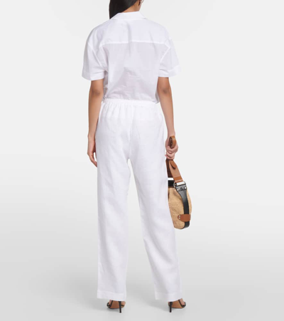 Shop Asceno Aurelia Linen Straight Pants In White