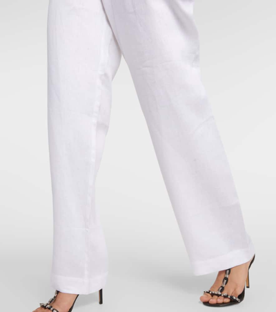 Shop Asceno Aurelia Linen Straight Pants In White