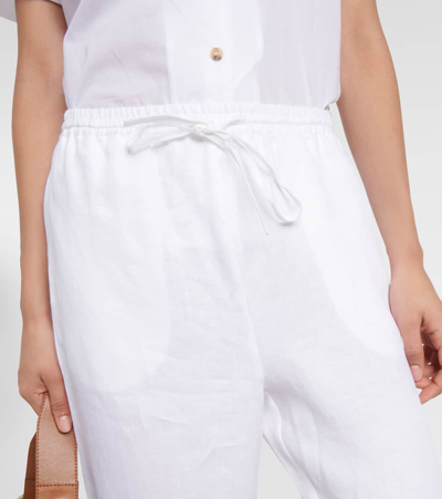 Shop Asceno Aurelia Linen Straight Pants In White
