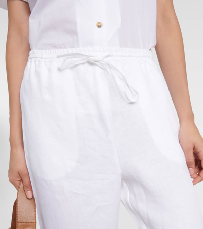 Asceno Aurelia Linen Straight Pants In White