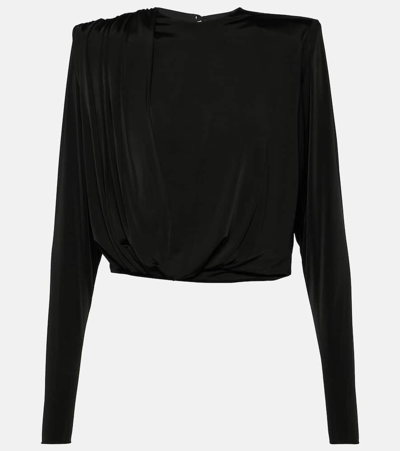 Shop Alexandre Vauthier Draped Jersey Top In Black