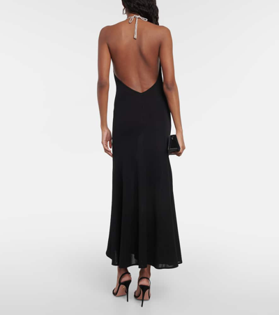 Shop Alexandre Vauthier Halterneck Jersey Midi Dress In Black