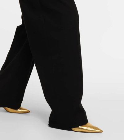 Khaite River Metallic Crinkled-leather Mules In Gold