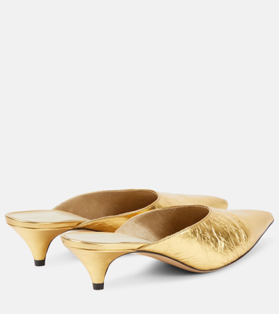 Khaite River Metallic Crinkled-leather Mules In Gold