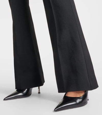 Versace Icons Embellished Wool-blend Flared Pants In Black
