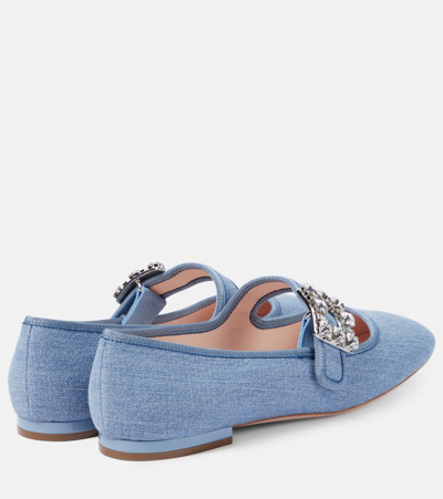 Roger Vivier Très Vivier Strass Buckle Babies Ballet Flats In Blue