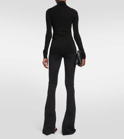 Rick Owens Black Hollywood Jersey Ls Prong T-shirt In Black
