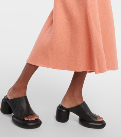 Shop Jil Sander High-rise Asymmetric Wool Midi Skirt In Orange