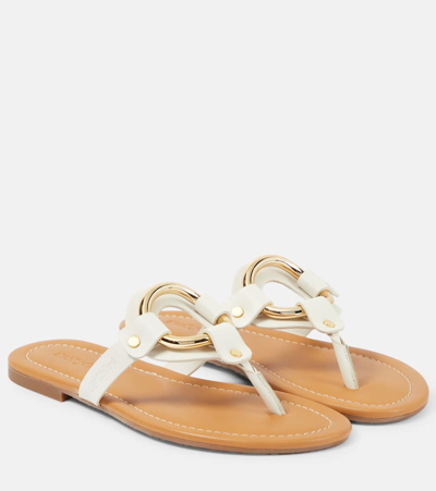 Shop See By Chloé Hana Leather Thong Sandals In White