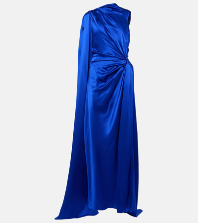 Shop Roksanda Asymmetric Draped Silk Gown In Blue
